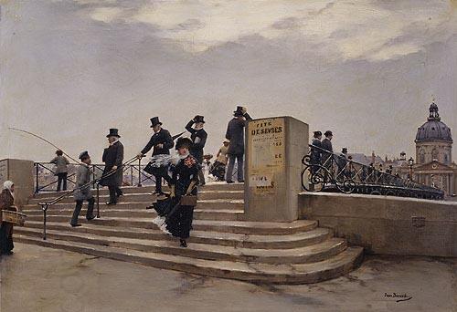 Jean Beraud A Windy Day on the Pont des Arts China oil painting art